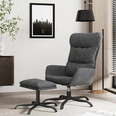 vidaXL Relaxačné kreslo s podnožkou tmavosivé látka