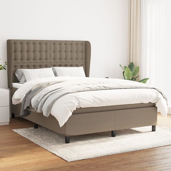 vidaXL Boxspring posteľ s matracom sivohnedý 140x190 cm látka