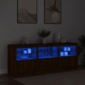 vidaXL Komoda s LED svetlami hnedý dub 181,5x37x67 cm