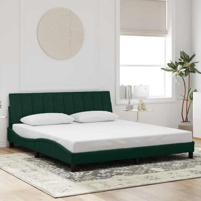 vidaXL Rám postele bez matraca Hanko tmavozelený 180x200 cm zamat