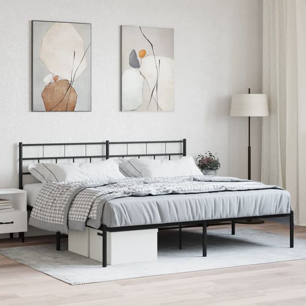 vidaXL Kovový rám postele s čelom čierny 200x200 cm