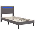 vidaXL Rám postele s LED pásikmi Sivá 100 x 200 cm Umelá koža