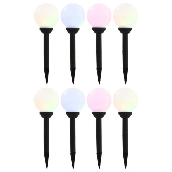 vidaXL Vonkajšie solárne lampy 8 ks 15 cm LED guľové RGB