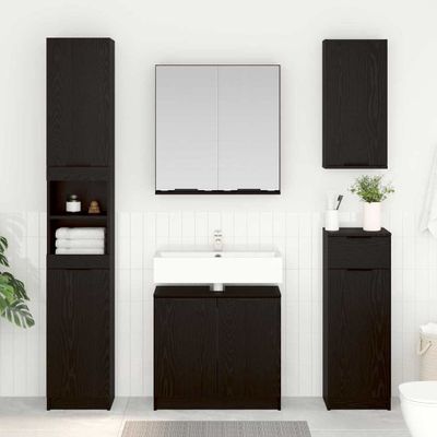 vidaXL Set kabinetov do kúpeľne 3 pcs Čierny dub Kompozitné drevo