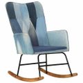vidaXL Hojdacie kreslo modrá denim patchwork plátno