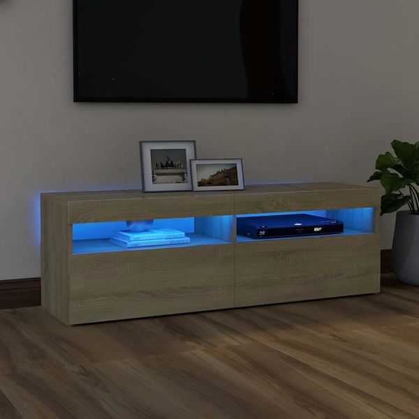 vidaXL TV skrinka s LED svetlami dub sonoma 120x35x40 cm