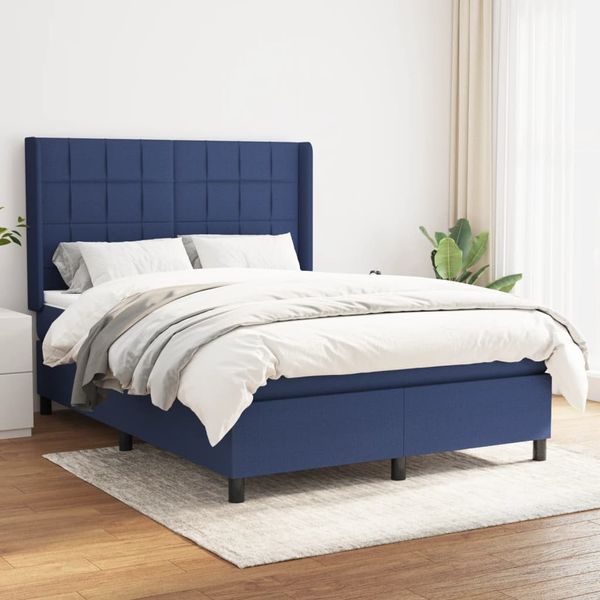 vidaXL Boxspring posteľ s matracom modrý 140x190 cm látka