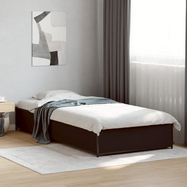 vidaXL Posteľný rám čierny 90x200 cm kompozitné drevo a kov