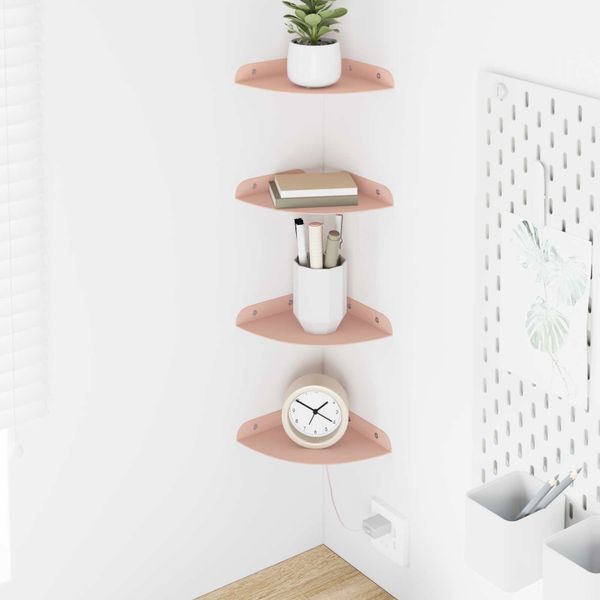 vidaXL Závesná polica s poličkou 4 pcs Ružová 15 x 15 x 2 cm