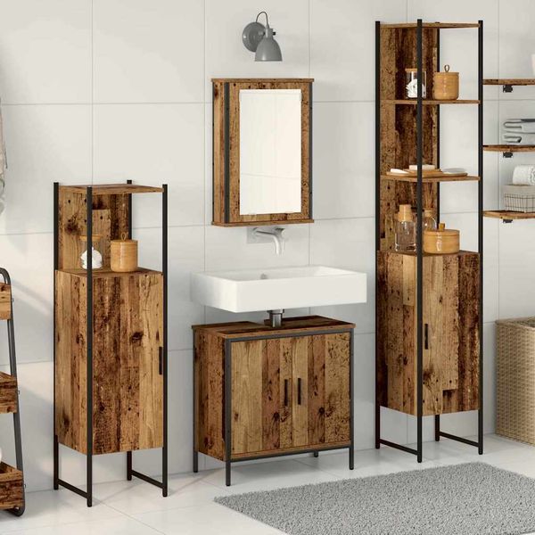 vidaXL Sada kúpeľňového nábytku Nástenný 4 pcs Hnedá Kompozitné drevo