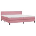 vidaXL Posteľný rám boxsping s matracom ružový 200x220 cm zamat