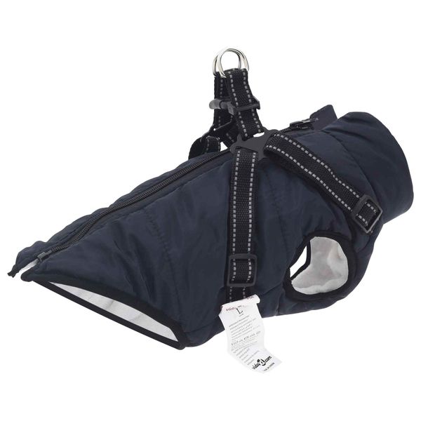 vidaXL Psí kabát Námornícka modrá L28 Flís a polyester