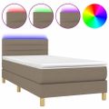 vidaXL Posteľ boxsping s matracom a LED sivohnedá 100x200 cm látka