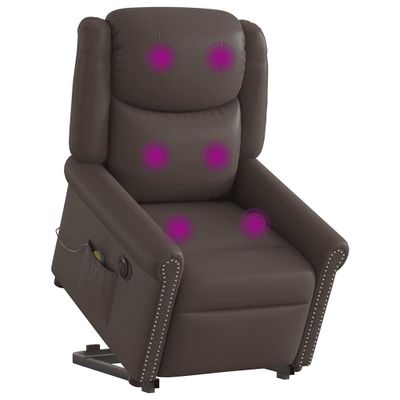 VidaXL Elektrické stojace masážne polohovacie kreslo Lesklá umelá koža
