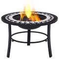 vidaXL Mozaikové ohnisko, čierno biele 68 cm, keramika