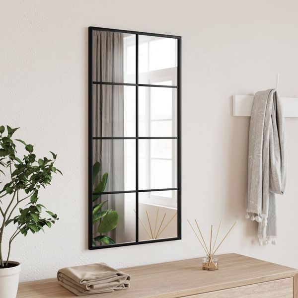 vidaXL Nástenné zrkadlo čierne 40x80 cm obdĺžnikové železné