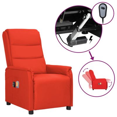 vidaXL Elektrické masážne kreslo červené umelá koža