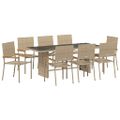 vidaXL Záhradný jedálenský set 9 ks Béžová polyratan