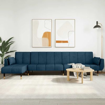 vidaXL Pohovka v tvare L modrá 275x140x70 cm zamat