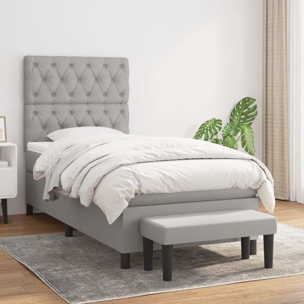 vidaXL Posteľný rám boxsping s matracom bledosivý 80x200 cm látka