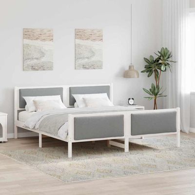 vidaXL Rám postele s čelnou doskou Svetlosivá 180 x 200 cm látka