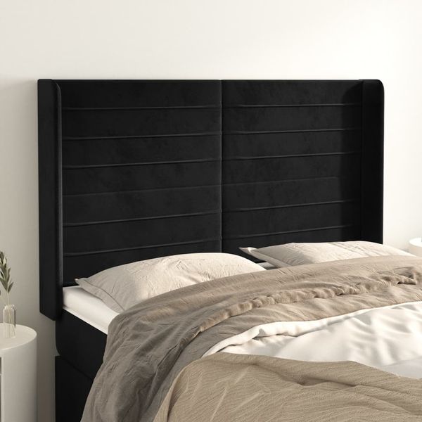 vidaXL Čelo postele so záhybmi čierne 147x16x118/128 cm zamat