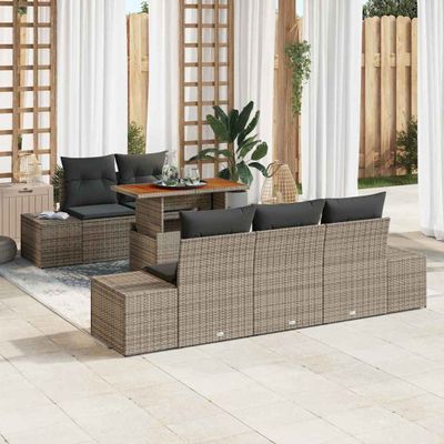 vidaXL Súprava záhradných pohoviek s úložiskom 6 pcs Sivá Poly ratan