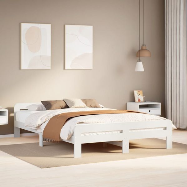vidaXL Posteľ bez matraca biela 140x190 cm masívna borovica