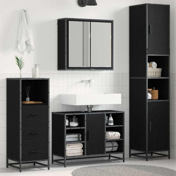 vidaXL Sada kúpeľňového nábytku 3 pcs Čierny dub Kompozitné drevo