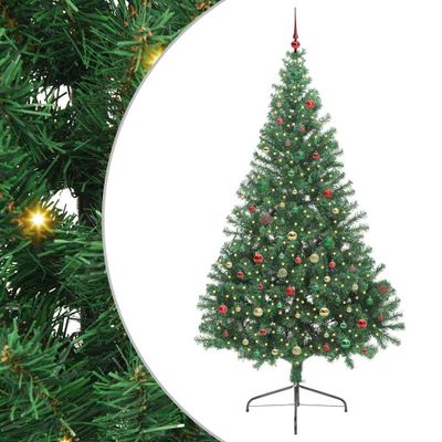 vidaXL Umelý predsvietený vianočný stromček Zelená 240 cm PVC