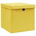 vidaXL Úložné boxy s vekom 10 ks, 28x28x28 cm, žlté