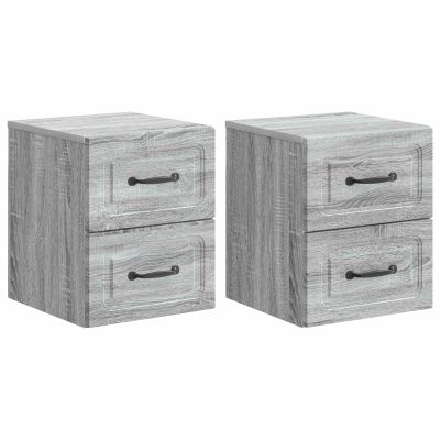 vidaXL Nástenná nočná skrinka 2 pcs Sivá sonoma 34,5 x 33 x 40 cm