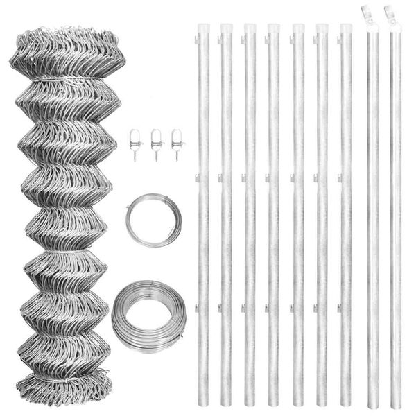 vidaXL Drôtené pletivo+stĺpiky, pozinkovaná oceľ 15x0,8 m, strieborné