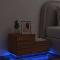 vidaXL Nočný stolík s LED svetlami hnedý dub 70x36x40,5 cm