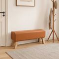 vidaXL lavička 110 x 30 x 45 cm Skutočná koža Hnedá