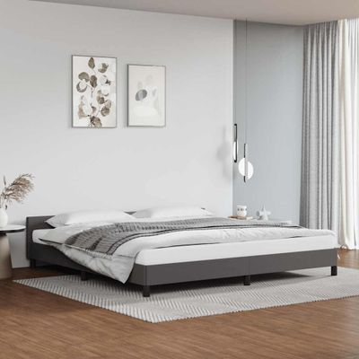 vidaXL Posteľný rám s čelom bez matraca šedý 200x200 cm