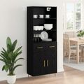 vidaXL Highboard Čierny dub 69,5 x 34 x 180 cm Kompozitné drevo