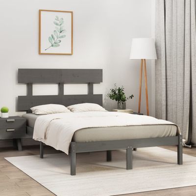 vidaXL Posteľný rám sivý masívne borovicový masív 140x190 cm