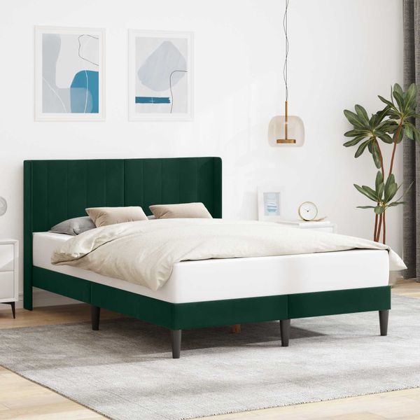 vidaXL Rám postele s čelnou doskou Tmavozelená 120 x 200 cm Zamat