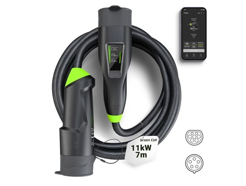 Prenosná nabíjačka Green Cell EV Habu EV 11 kW 7 m Typ 2, zásuvka CEE až 16A