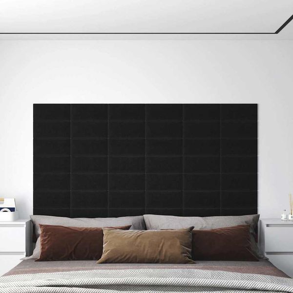 vidaXL Nástenné panely 12 ks čierne 30x15 cm látkové 0,54 m²