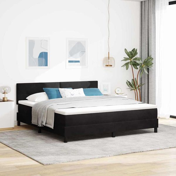 vidaXL Posteľ s pružinovým rámom Čierna 180 x 200 cm Zamat