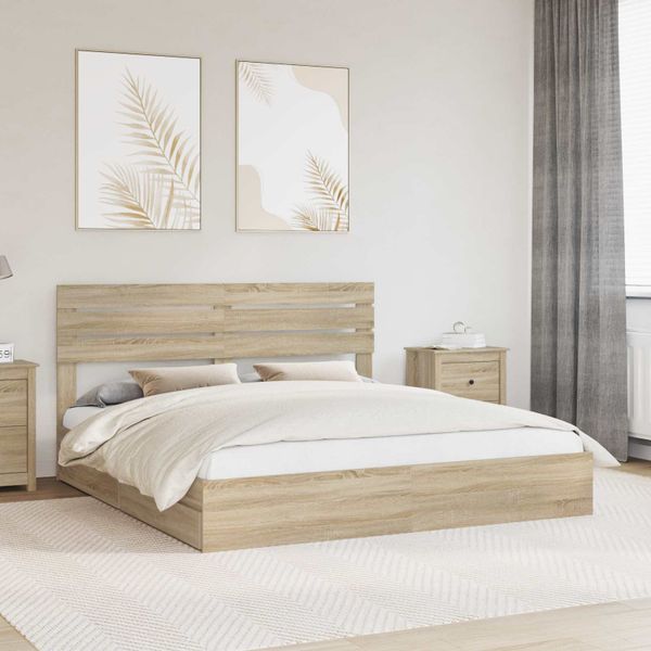 vidaXL Úložná posteľ Sonoma dub 180 x 200 cm Kompozitné drevo