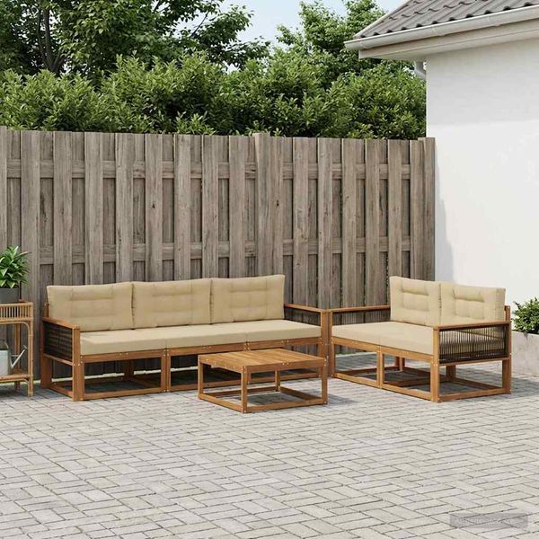 vidaXL Záhradná súprava gaučov s vankúšom 6 pcs Prírodná a béžová