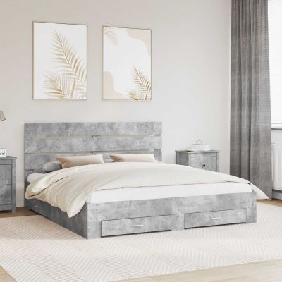 vidaXL Rám postele Betónová šedá 200 x 200 cm Kompozitné drevo