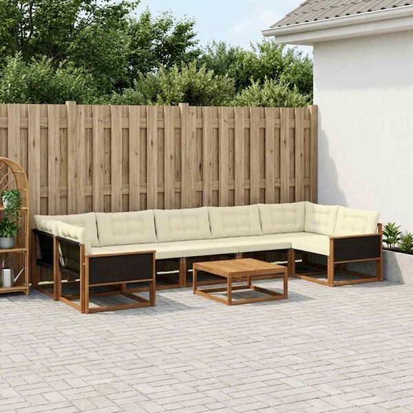vidaXL Záhradná súprava gaučov s vankúšom 8 pcs Prírodná a krémová