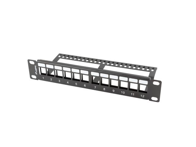 LANBERG PATCH PANEL 12 PORTOV 1U S ORGANIZÉROM PRO KEYSTONE MODULY ČIERNY