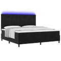 vidaXL LED box s pružinami s čelnou doskou Čierny 200 x 200 cm Zamat