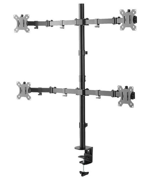 Neomounts FPMA-D550D4BLACK / Flat Screen Desk Mount (clamp/grommet) / Black Držák, VESA, stolní, pro 4 ploché monitory, úhloprícka 13"-32", náklon 90°, otácení 180°, rotace 360°, nosnost 24kg, cerný