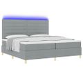 vidaXL LED box s pružinami Svetlosivá 200 x 200 cm látka